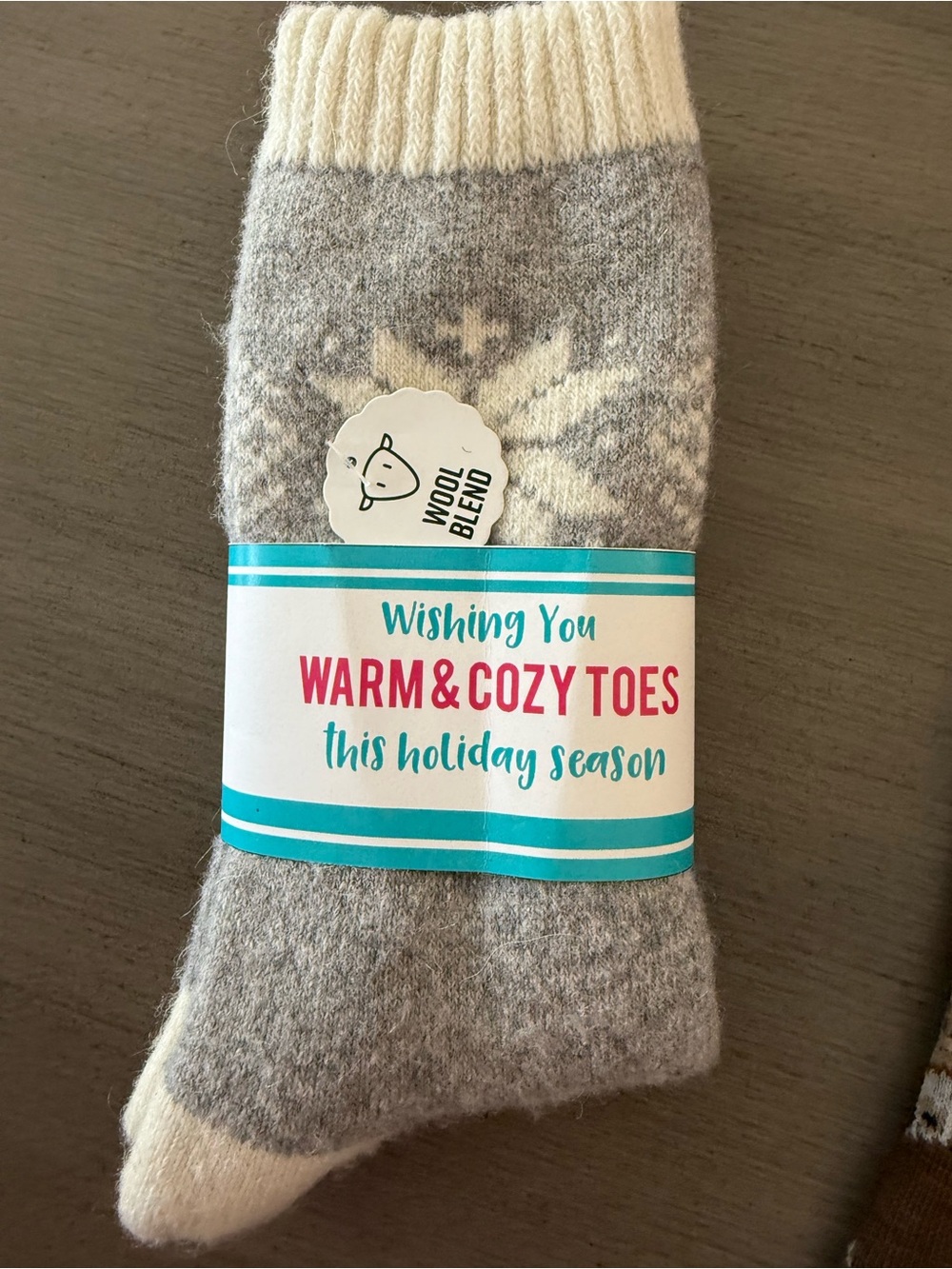 Wool Blend Gray & Cream Holiday Cozy Socks - Warm & Cozy Toes
